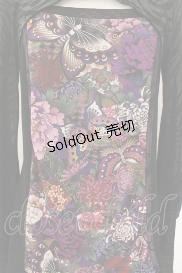 画像2: Qutie Frash / 胸開きカットソー  ブラック×パープル O-24-09-24-080-QU-TO-IG-ZI (2)