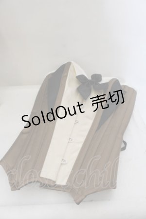 画像: PureOne Corset  Works / 砂時計型 タキシード オーバーバスト コルセット  ブラウン×アイボリー O-24-09-29-078-GO-TO-IG-ZY