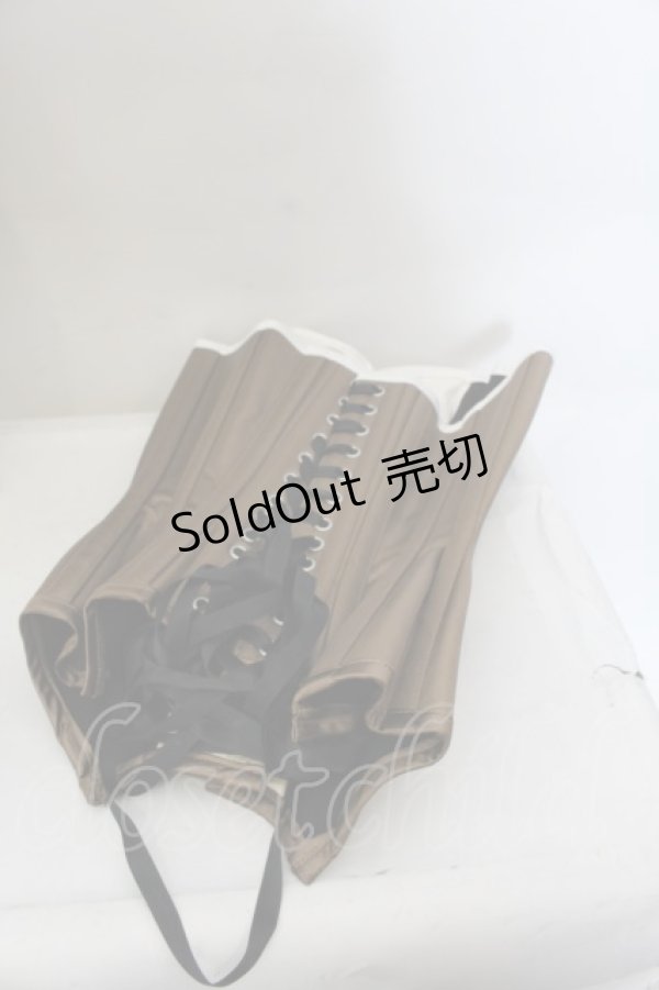 画像2: PureOne Corset  Works / 砂時計型 タキシード オーバーバスト コルセット  ブラウン×アイボリー O-24-09-29-078-GO-TO-IG-ZY (2)