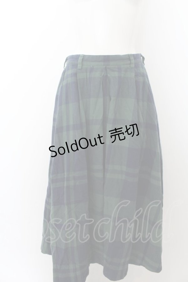 画像1: RNA / BIGチェックタックスカート M グリーン O-24-09-30-060-PU-SK-OW-ZT037 (1)