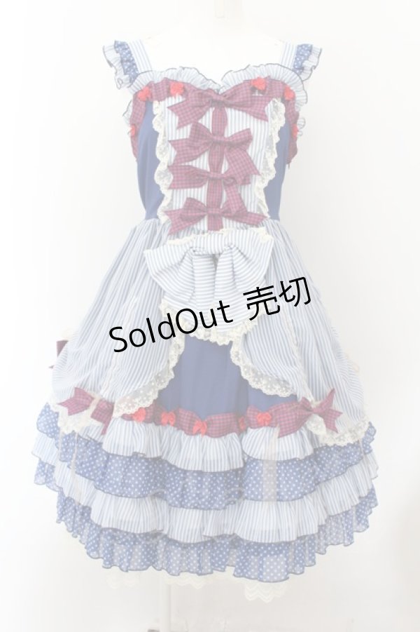 画像1: BABY,THE STARS SHINE BRIGHT / MY ANNIVERSARY/くまちゃんジャンパースカート  アオ O-24-10-05-022-BA-OP-IG-OS (1)