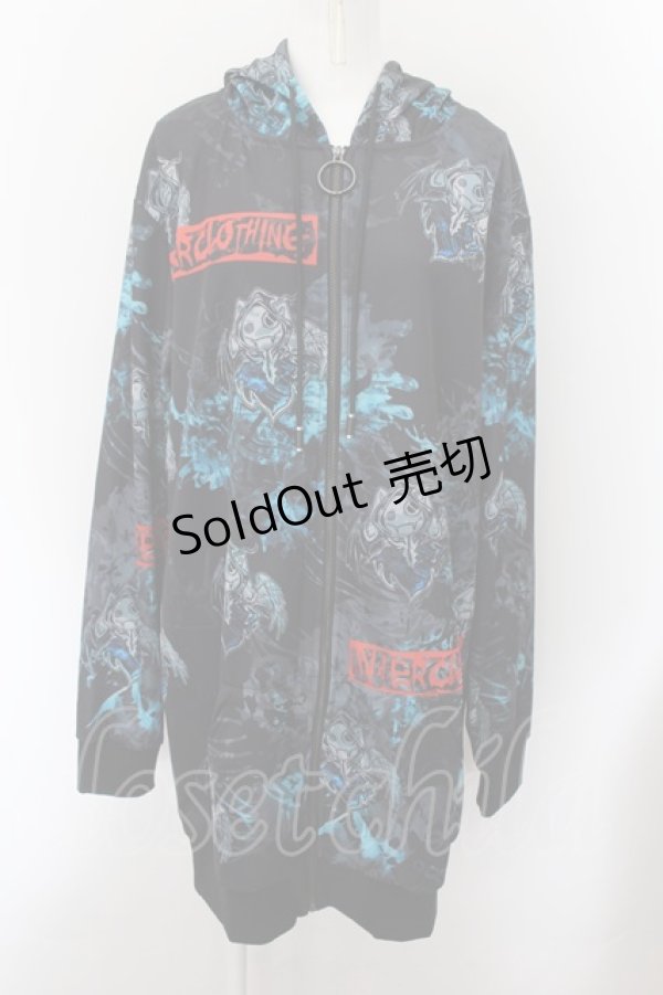 画像1: 【SALE】NieR CLOTHING / 転写ptジップアップパーカー F 天使悪魔（ブラック） O-24-10-08-013-PU-TO-OW-ZT324 (1)