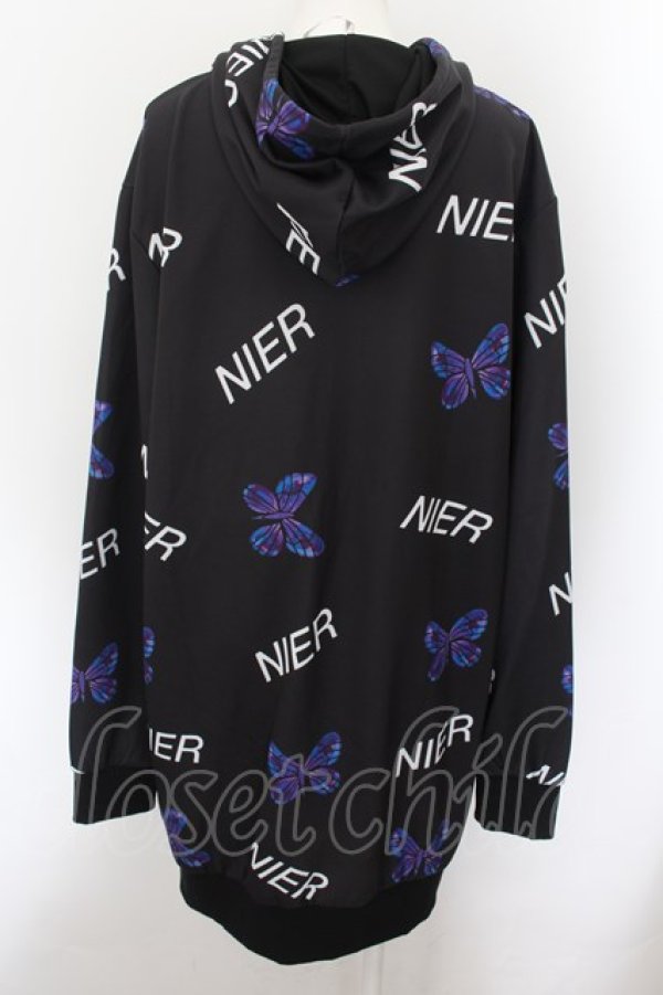 画像3: NieR Clothing / 転写ptジップアップパーカー F 蝶総柄（ブラック） O-24-10-08-014-PU-TO-OW-ZT325 (3)