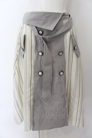 画像: axes femme / 柄切替ミディスカート M グレー×キナリ O-24-10-11-177-AX-SK-OW-ZT264