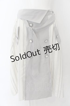 画像: axes femme / 柄切替ミディスカート M グレー×キナリ O-24-10-11-177-AX-SK-OW-ZT264