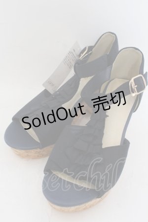 画像: axes femme / スエードフリルサンダル L ネイビー O-24-10-11-228-AX-SH-OW-ZT437
