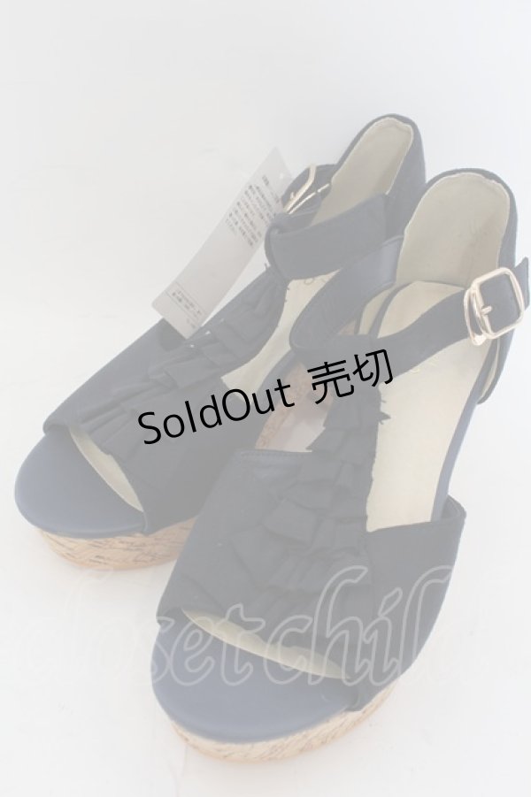 画像1: axes femme / スエードフリルサンダル L ネイビー O-24-10-11-228-AX-SH-OW-ZT437 (1)