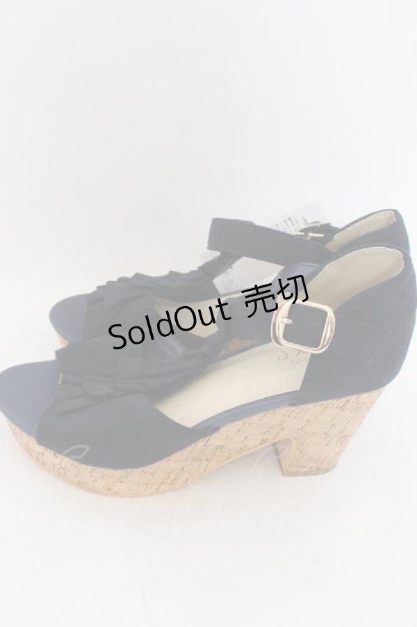 画像2: axes femme / スエードフリルサンダル L ネイビー O-24-10-11-228-AX-SH-OW-ZT437 (2)
