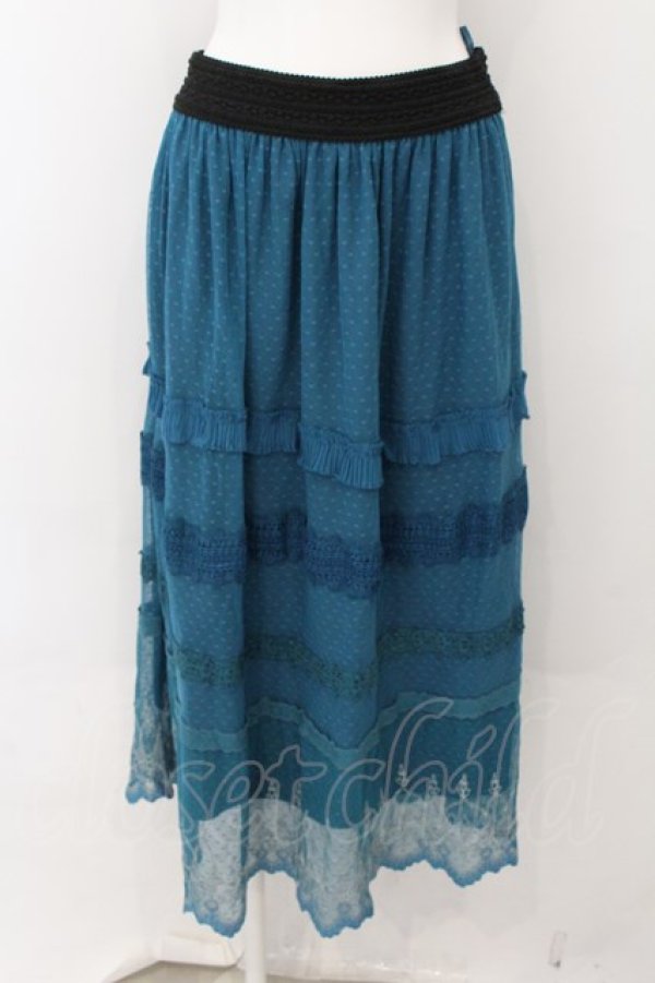 画像1: axes femme / 刺繍レース使いチュールスカート M グリーン O-24-10-13-078-AX-SK-OW-ZT267 (1)