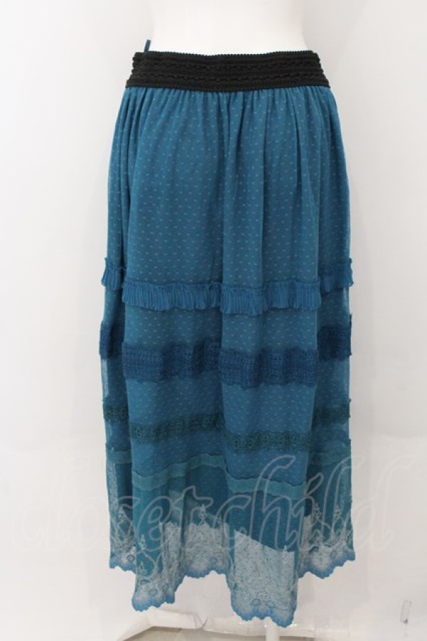 画像2: axes femme / 刺繍レース使いチュールスカート M グリーン O-24-10-13-078-AX-SK-OW-ZT267 (2)