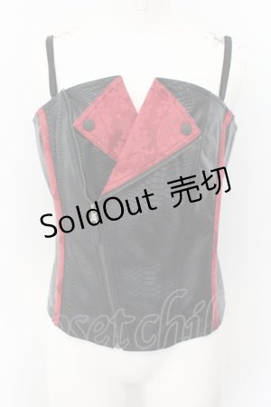 画像: Qutie Frash / ライダースコルセット  レッド×ブラック O-24-10-15-023-QU-ZA-IG-ZI