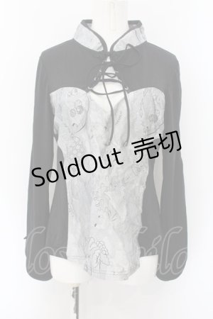 画像: Qutie Frash / 公式通販×アメQ限定チャイナカットソー  シルバー×ブラック O-24-10-15-031-QU-TO-IG-ZI