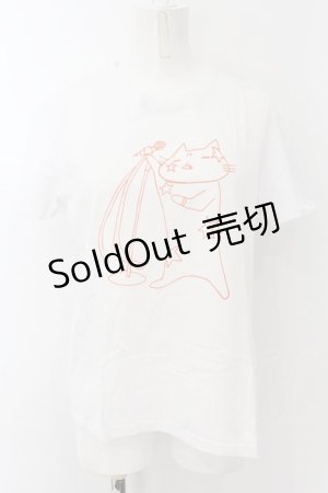 画像: MINT NeKO / ハチロウのTシャツ  ホワイト×オレンジ O-24-10-17-045-HN-TS-IG-ZT364