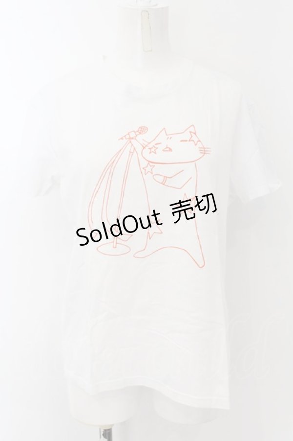 画像1: MINT NeKO / ハチロウのTシャツ  ホワイト×オレンジ O-24-10-17-045-HN-TS-IG-ZT364 (1)