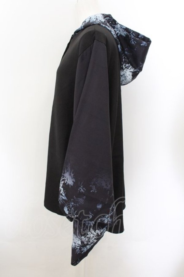 画像2: NieR Clothing / 着物風袖ブロッキングシャツ  ブラック O-24-10-22-050-PU-BL-OW-ZT309 (2)