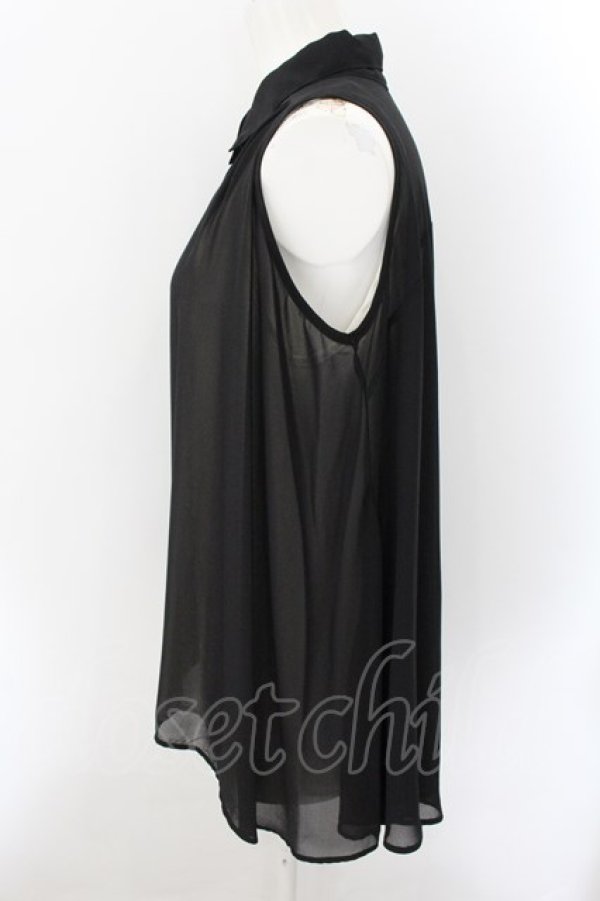 画像2: HEAVEN and Earth / シフォンレイヤードノースリーブブラウス M ブラック×ホワイト O-24-10-22-081-PU-BL-IG-ZT277 (2)