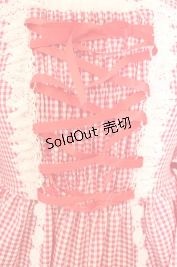 画像3: BABY,THE STARS SHINE BRIGHT / ギンガムチェック巻きバラドールワンピースセット  えんじ O-24-10-25-061-BA-OP-IG-OS (3)