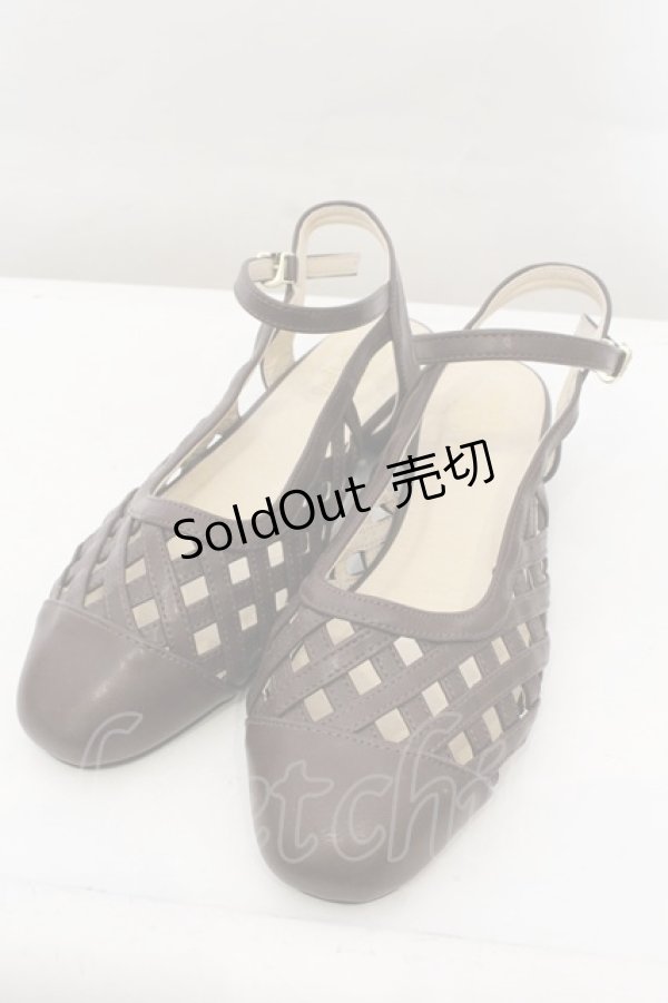 画像1: an another angelus / 編みデザインパンプス L ブラウン O-24-10-25-022-CA-SH-OW-ZT-K017 (1)