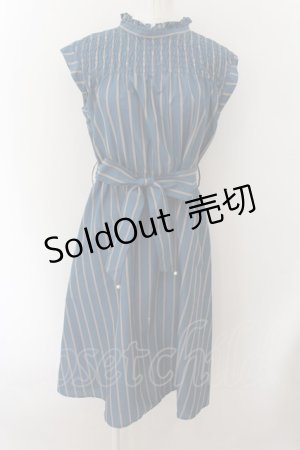 画像: axes femme / ストライプ柄ノースリワンピ M ターコイズ O-24-10-26-079-AX-OP-IG-ZT118