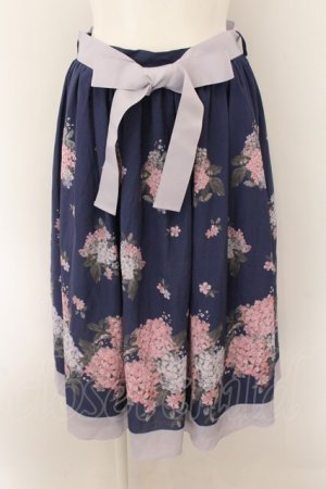 画像: axes femme / 紫陽花スカート M ネイビー O-24-10-29-082-AX-SK-IG-ZT249