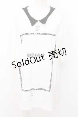 画像: KMK / フレームpt襟付きTシャツ  ホワイト×ブラック O-24-10-31-045-PU-TO-OW-ZT324