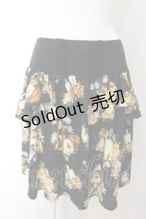画像: 【SALE】axes femme / フラワーニットスカート  クロ O-24-11-06-052-AX-SK-IG-ZT251