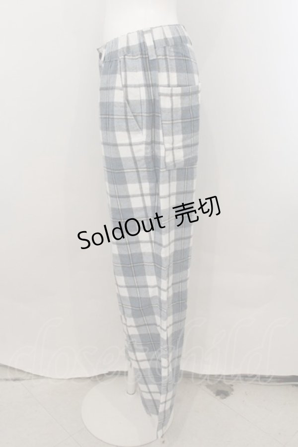 画像2: TRAVAS TOKYO / イージーチェックパンツ F ブルー O-24-11-07-049-PU-PA-YM-ZT283 (2)