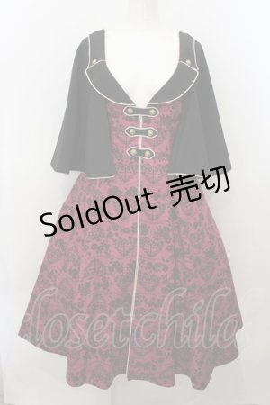 画像: metamorphose / 【プラスサイズ】ハートダマスクジレ風ジャンパースカート プラスサイズ ボルドー O-24-11-07-005-ME-OP-NS-OS