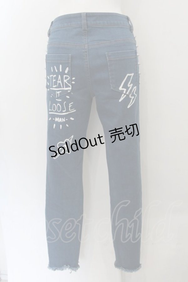 画像2: GLAD NEWS SMART / ダメージ風ストレッチパンツ  ブルー O-24-11-08-001-PU-PA-IG-ZT244 (2)