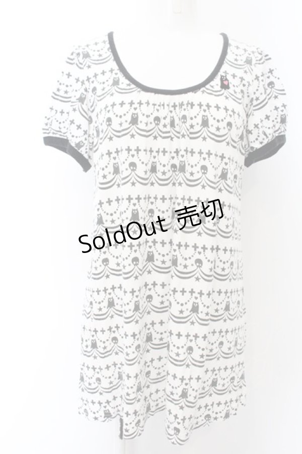 画像1: PEACE NOW / キャラクターボーダープリントパフチュニック M ブラック×ホワイト O-24-11-08-028-PU-TO-IG-ZT248 (1)