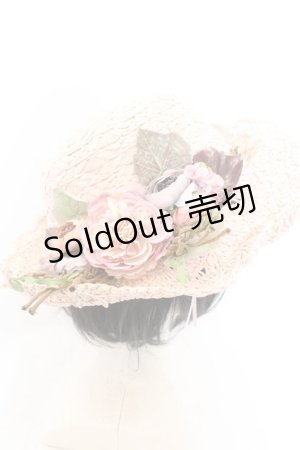 画像: axes femme / フラワー雑材ハット  ピンク O-24-11-09-020-AX-AC-OW-ZT-K004