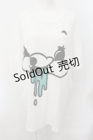 画像: yaponskii / FACEベアBIG-Tシャツ  ホワイト×グリーン O-24-11-14-075-PU-TO-IG-ZT385