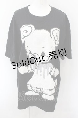 画像: yaponskii / よだれべあBIG Tシャツ  ブラック×シルバー O-24-11-14-097-PU-TS-IG-ZT385