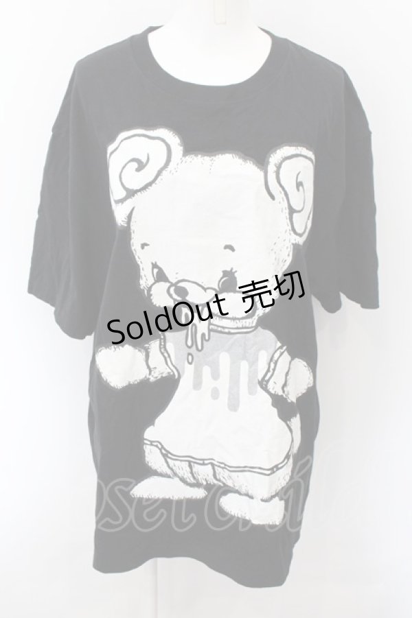 画像1: yaponskii / よだれべあBIG Tシャツ  ブラック×シルバー O-24-11-14-097-PU-TS-IG-ZT385 (1)