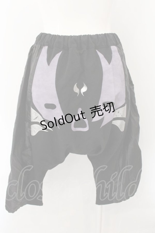 画像2: MINT NeKO / ナイロン切り替えサルエルパンツ  ブラック O-24-11-14-111-HN-PA-IG-ZY (2)