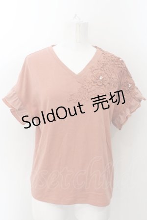 画像: axes femme / 立体花モチーフレースＴシャツ M オレンジ O-24-11-22-041-AX-TO-IG-ZT021
