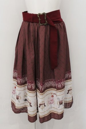 画像: axes femme POETIQUE / レトロ喫茶ベルト付スカート  ピンク O-24-11-22-016-AX-SK-OW-ZT249
