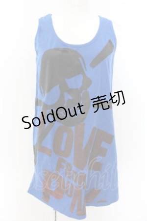 画像: 【SALE】SUPER LOVERS / スカルプリントビッグタンクトップ  ブルー O-24-11-28-064-PU-TO-IG-ZT124