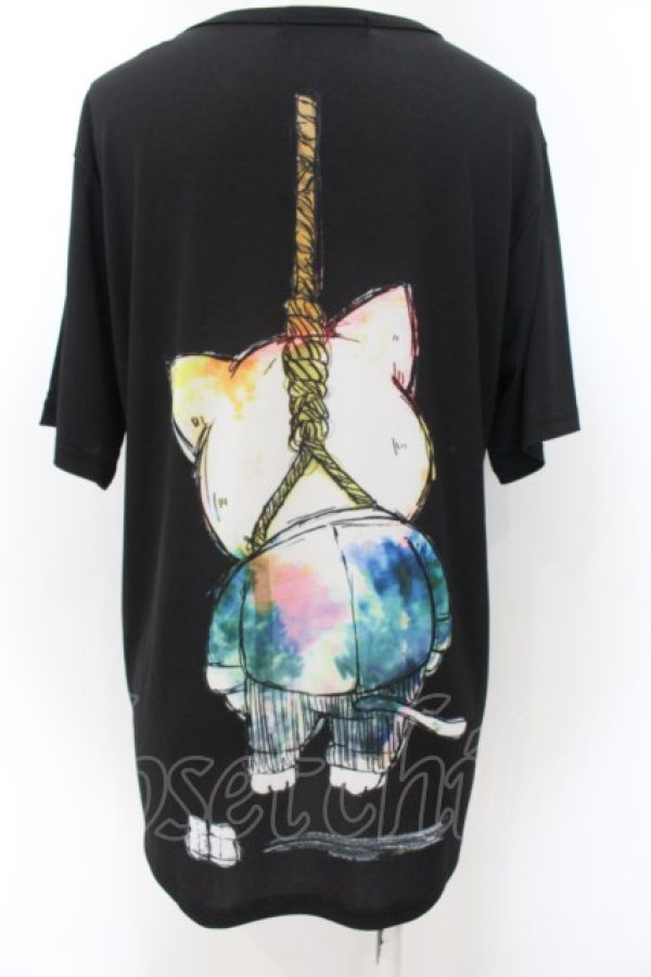 画像2: anko ROCK / 前後首つりネコTシャツ  ブラック O-24-11-28-068-PU-TO-IG-ZT248 (2)