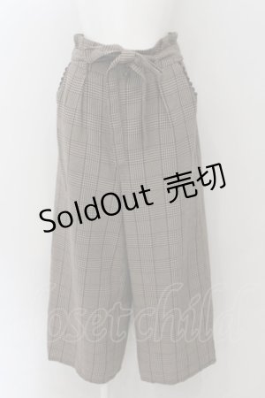 画像: axes femme / リボン付チェックワイドパンツ M ブラウン O-24-11-28-003-AX-PA-IG-ZT268