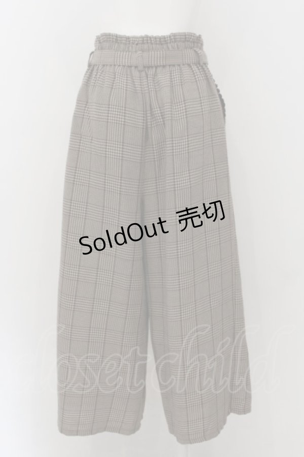 画像2: axes femme / リボン付チェックワイドパンツ M ブラウン O-24-11-28-003-AX-PA-IG-ZT268 (2)