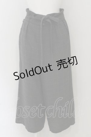 画像: axes femme / リボン付チェックワイドパンツ M グレー O-24-11-28-004-AX-PA-IG-ZT251