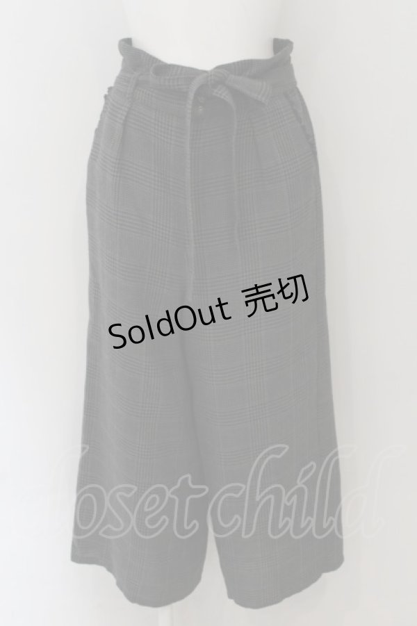 画像1: axes femme / リボン付チェックワイドパンツ M グレー O-24-11-28-004-AX-PA-IG-ZT251 (1)
