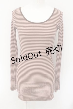 画像: RNA-N / リブロング丈ボーダーロンT M ブラウン×ピンク O-24-11-29-050-PU-TO-IG-ZT123