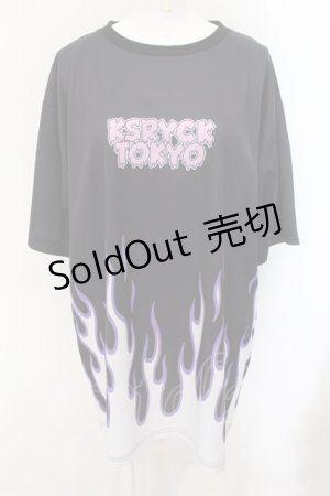 画像: KRY CLOTHING / 「miruki×KRY 02」炎Tシャツ  ブラック O-24-11-29-061-EL-TO-OW-ZT259