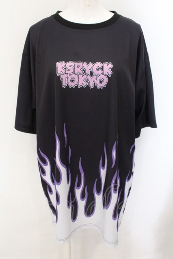 画像1: KRY CLOTHING / 「miruki×KRY 02」炎Tシャツ  ブラック O-24-11-29-061-EL-TO-OW-ZT259 (1)
