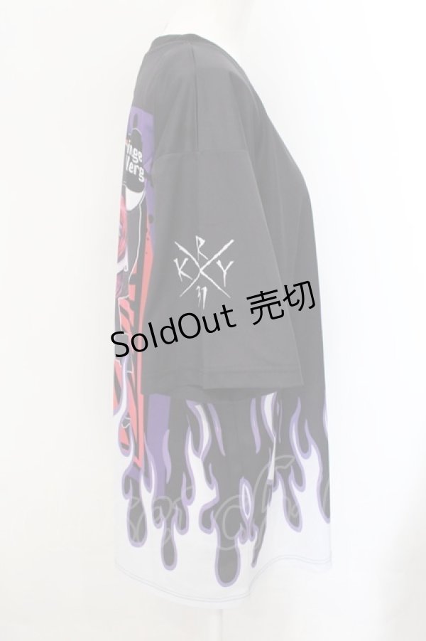 画像2: KRY CLOTHING / 「miruki×KRY 02」炎Tシャツ  ブラック O-24-11-29-061-EL-TO-OW-ZT259 (2)