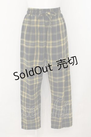 画像: 【SALE】KRY CLOTHING / 「PAKUVAS」チェック柄ワイドパンツ L イエロー O-24-11-29-071-EL-PA-OW-ZT156