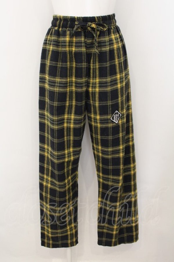 画像1: KRY CLOTHING / 「PAKUVAS」チェック柄ワイドパンツ L イエロー O-24-11-29-071-EL-PA-OW-ZT156 (1)