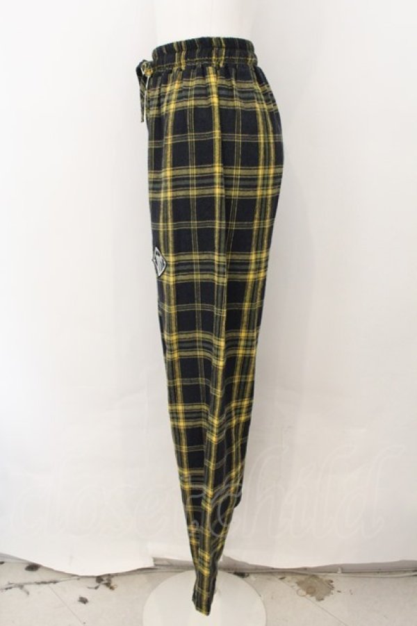 画像2: KRY CLOTHING / 「PAKUVAS」チェック柄ワイドパンツ L イエロー O-24-11-29-071-EL-PA-OW-ZT156 (2)